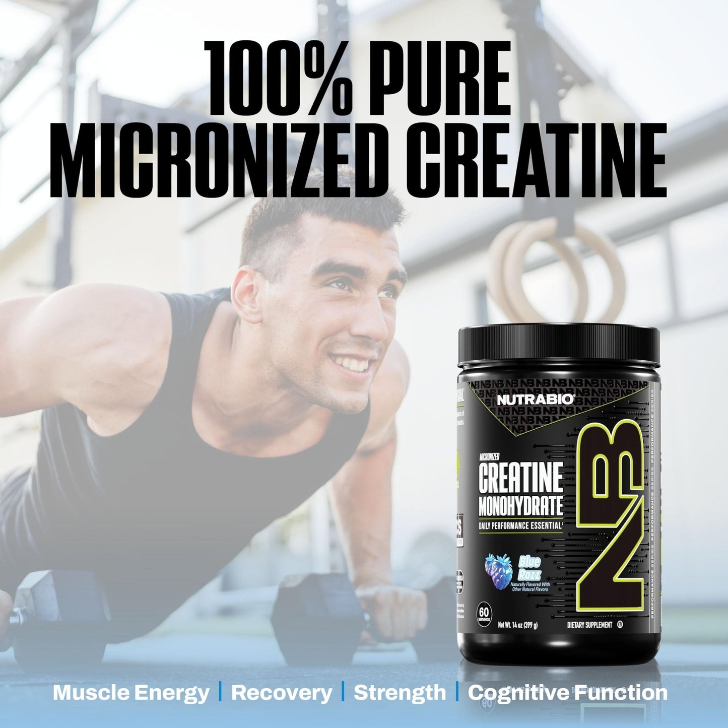 NutraBio Pure Micronized Creatine Monohydrate Powder Supplement, Blue Razz (300 g) - Supports Bulk Muscle Energy, Recovery, and Strength - HPLC Tested Creatine Powder Supplement for Men and Women - Maple Wellness Supplements