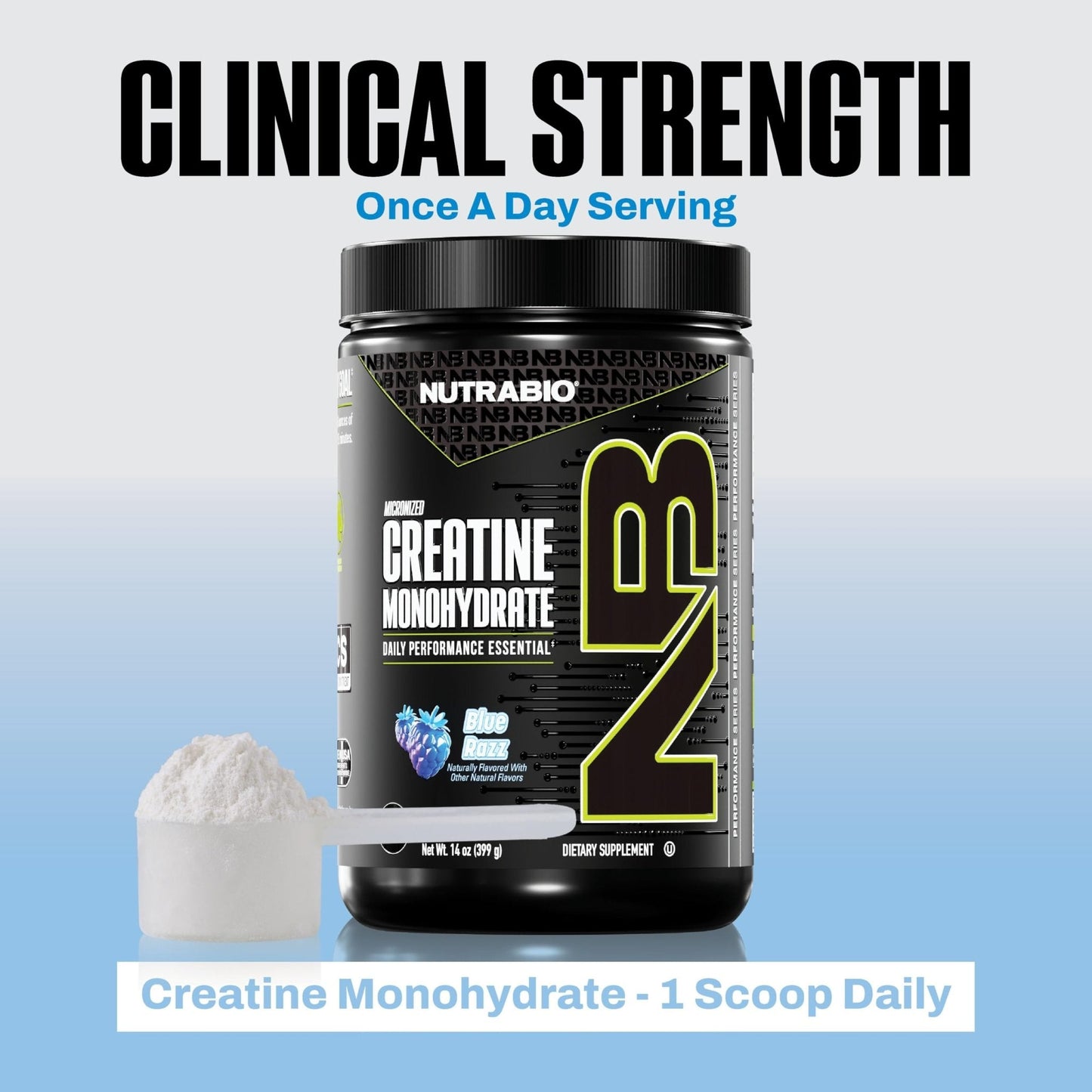 NutraBio Pure Micronized Creatine Monohydrate Powder Supplement, Blue Razz (300 g) - Supports Bulk Muscle Energy, Recovery, and Strength - HPLC Tested Creatine Powder Supplement for Men and Women - Maple Wellness Supplements