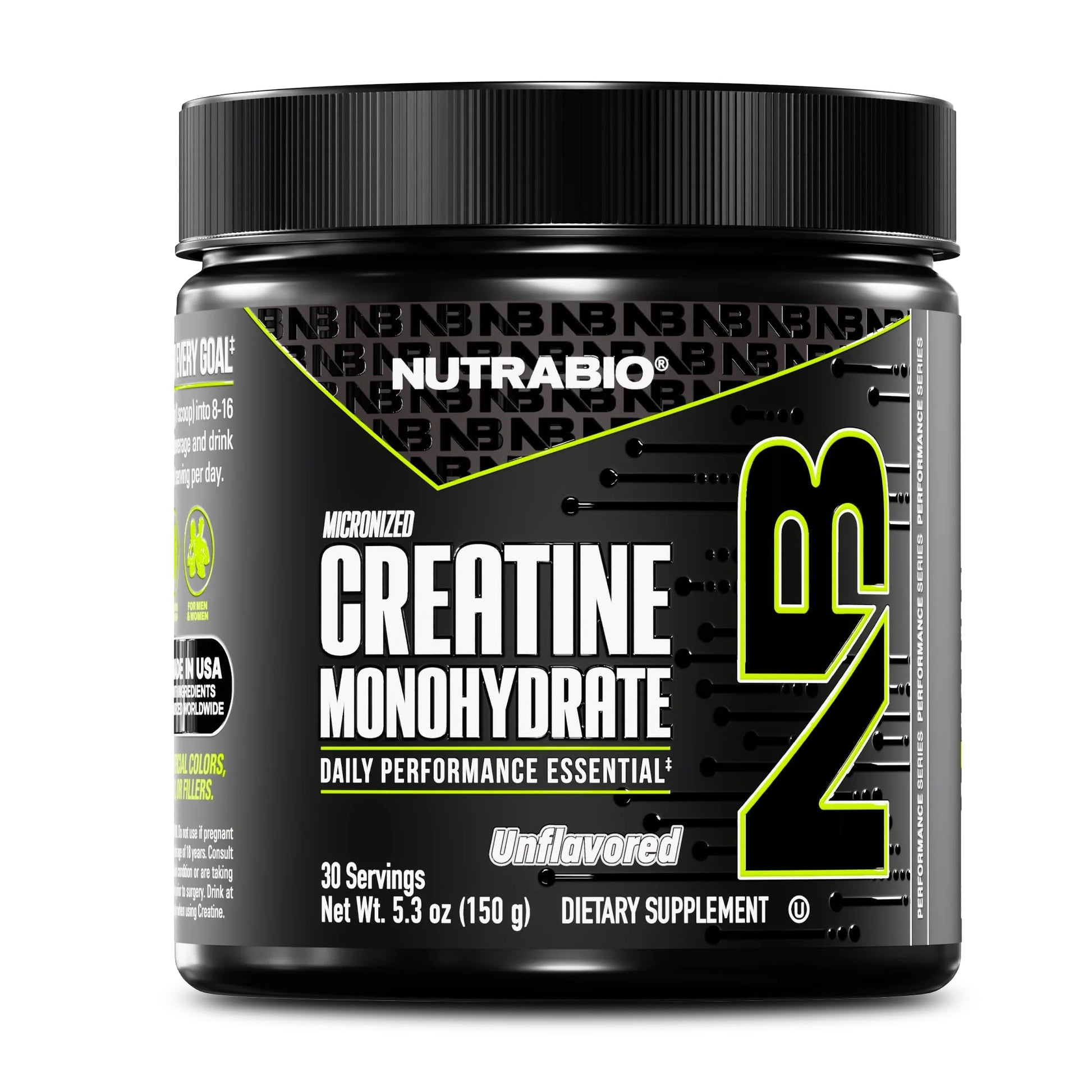 NutraBio Pure Micronized Creatine Monohydrate Powder Supplement, Unflavored, (150 g) - Supports Bulk Muscle Energy, Recovery, and Strength - HPLC Tested Creatine Powder Supplement for Men and Women - Maple Wellness Supplements