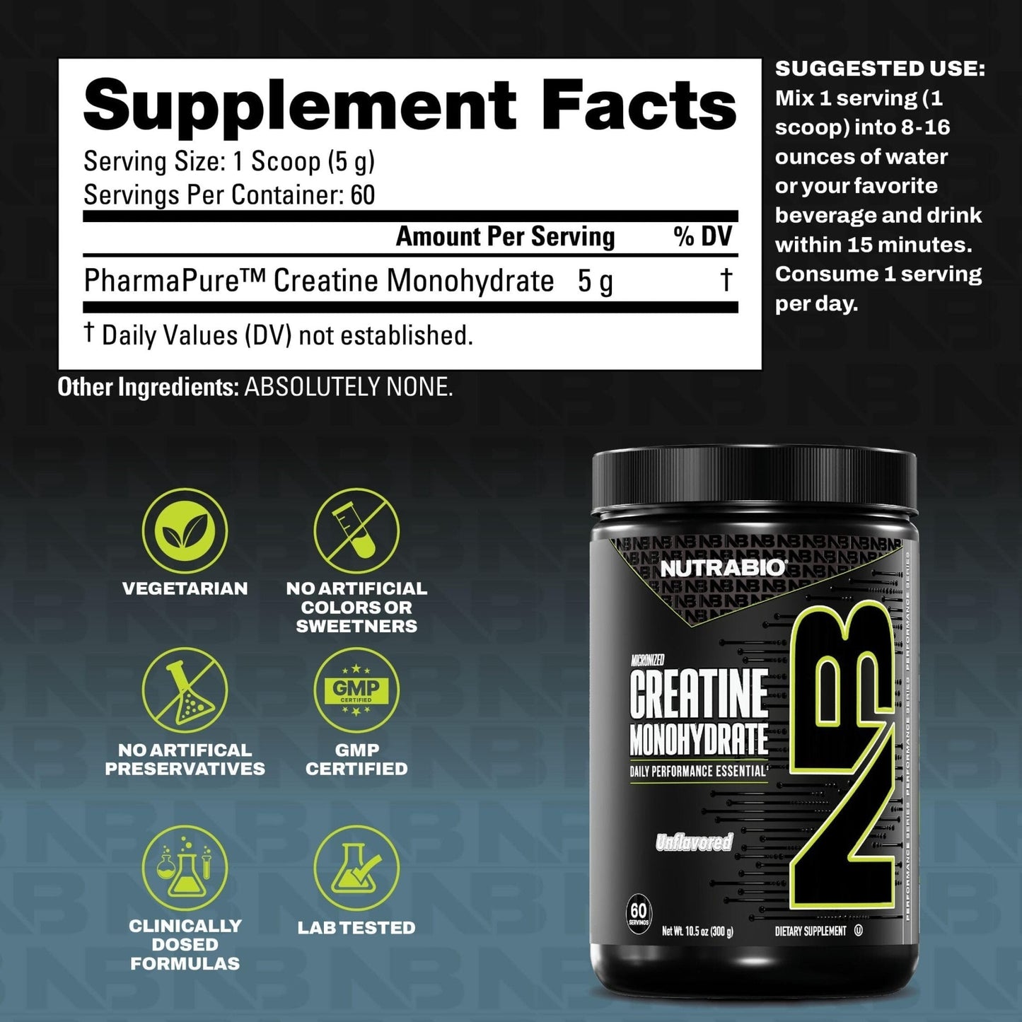 NutraBio Pure Micronized Creatine Monohydrate Powder Supplement, Unflavored, (300 g) - Supports Bulk Muscle Energy, Recovery, and Strength - HPLC Tested Creatine - Maple Wellness Supplements