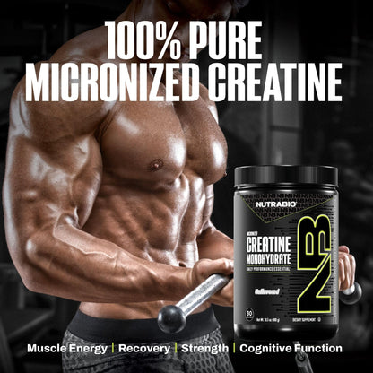 NutraBio Pure Micronized Creatine Monohydrate Powder Supplement, Unflavored, (300 g) - Supports Bulk Muscle Energy, Recovery, and Strength - HPLC Tested Creatine - Maple Wellness Supplements