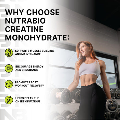 NutraBio Pure Micronized Creatine Monohydrate Powder Supplement, Unflavored, (300 g) - Supports Bulk Muscle Energy, Recovery, and Strength - HPLC Tested Creatine - Maple Wellness Supplements