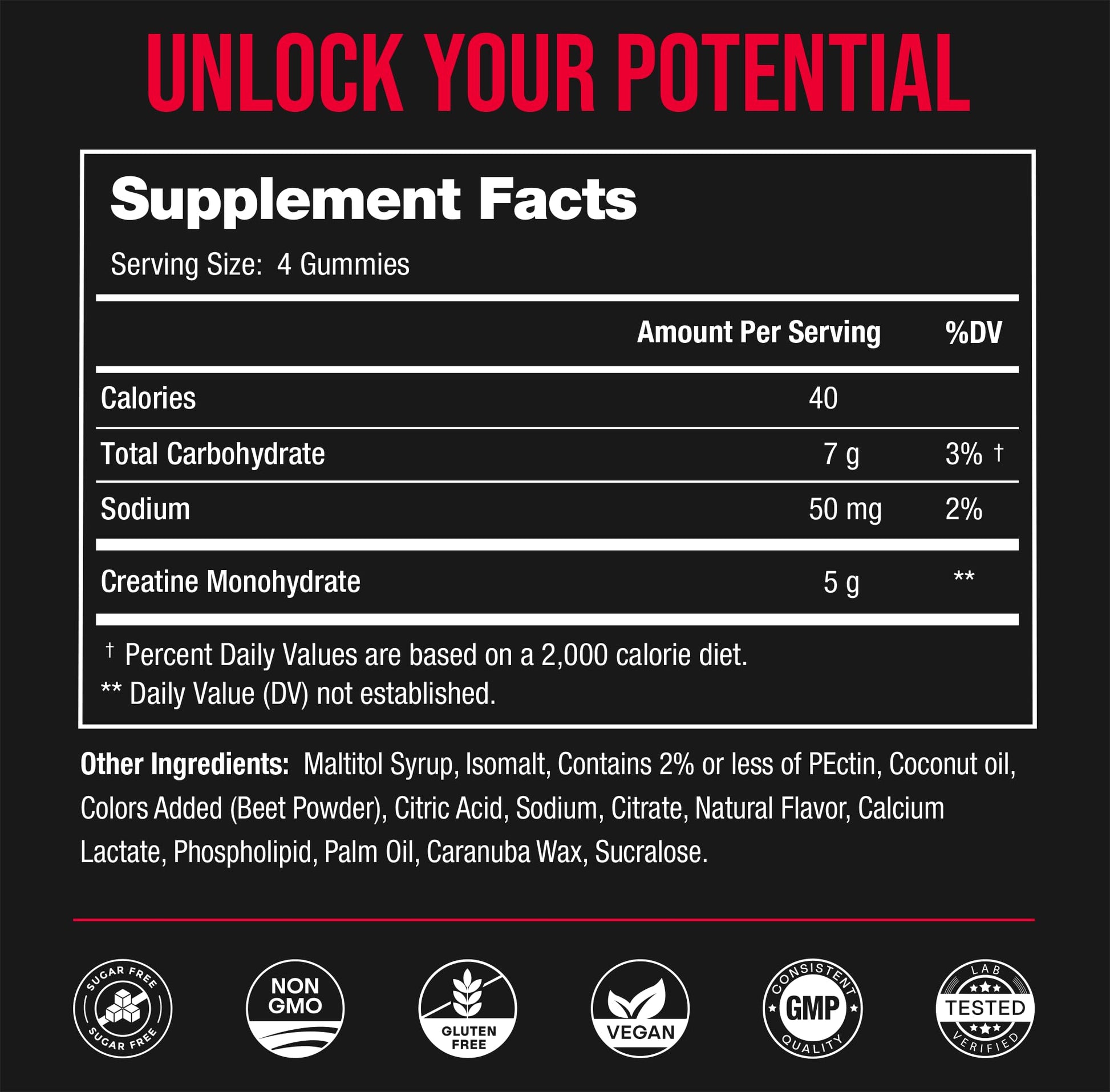 NutraChamps 120 Creatine Gummies for Men & Women - 5g Sugar Free Chewable Creatine Monohydrate Gummies - Supports Protein Synthesis, Muscle Recovery & Workout Performance - Maple Wellness Supplements