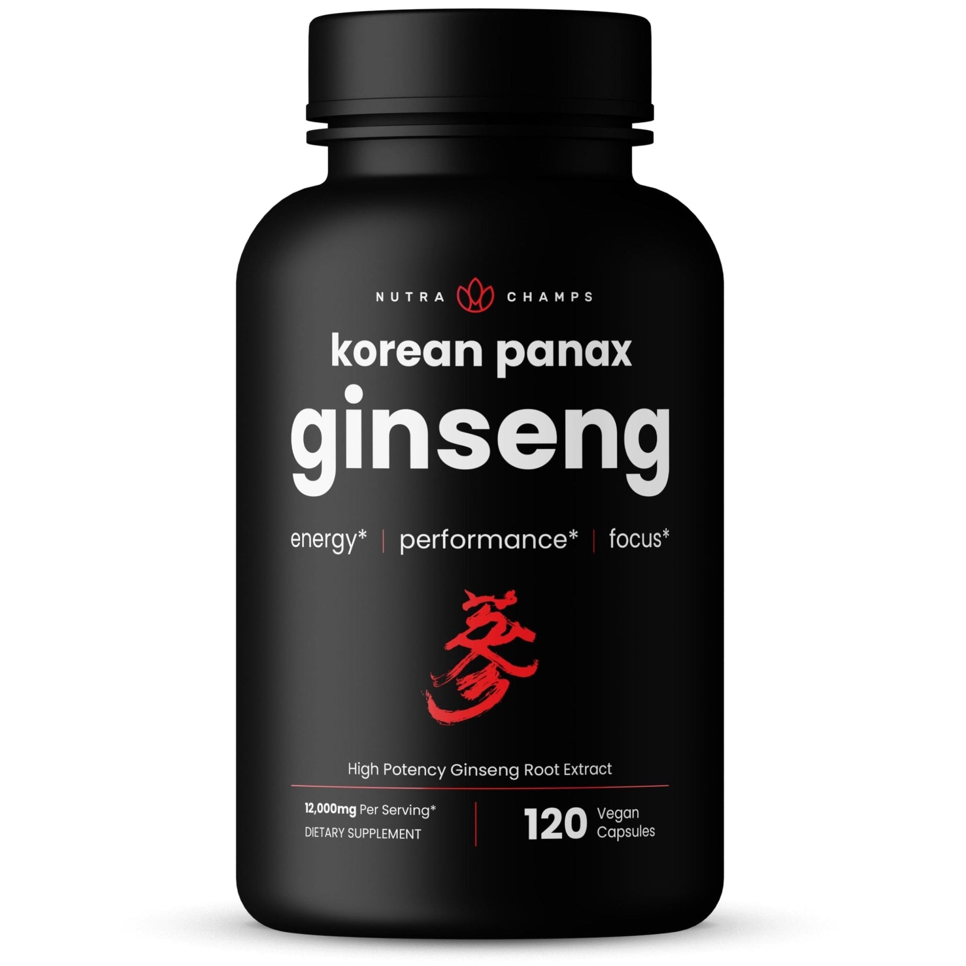 NutraChamps Korean Red Panax Ginseng Capsules | Extra Strength Ginsenosides for Energy, Focus, Performance, Vitality & Immune Support - Maple Wellness Supplements