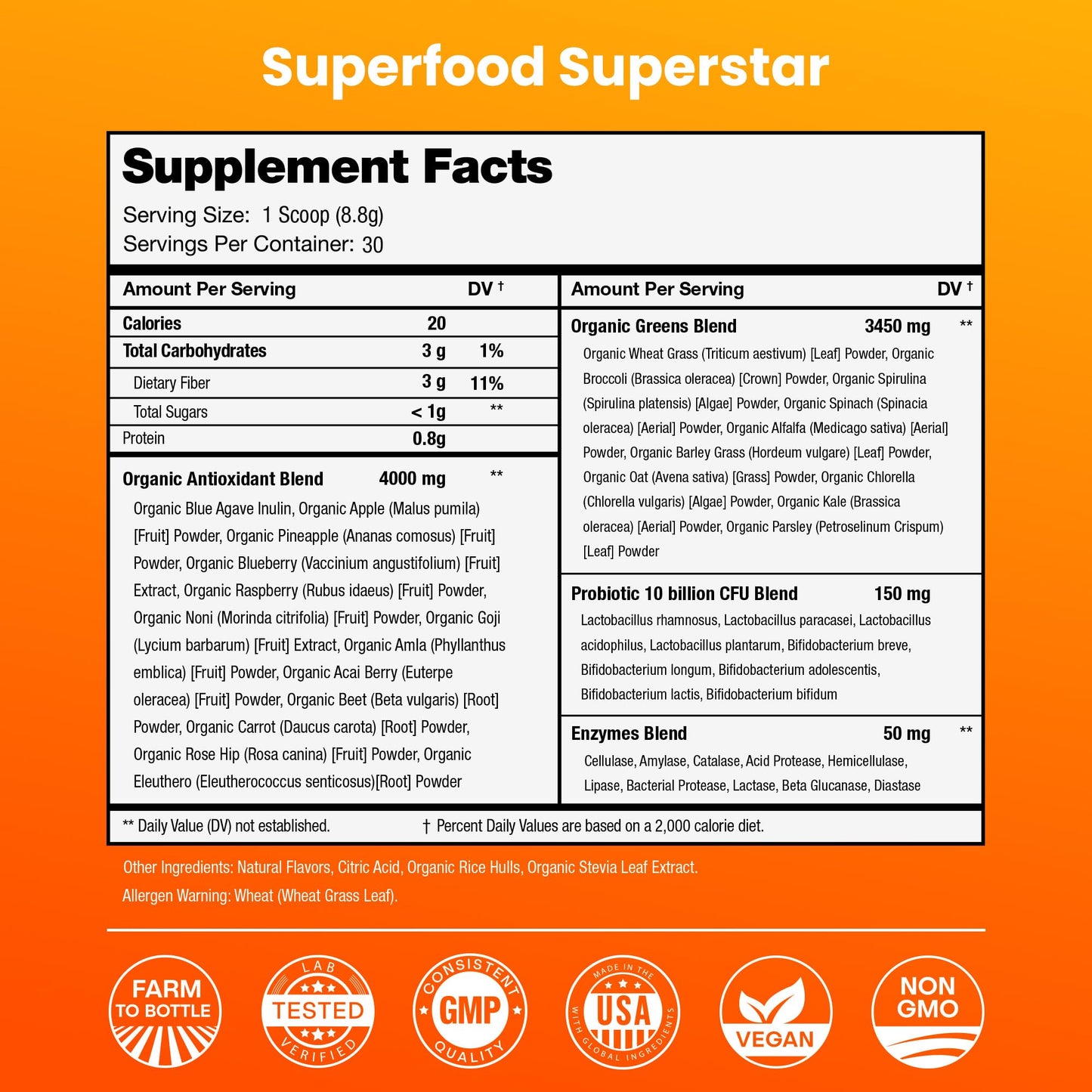 NutraChamps Super Greens Powder Premium Superfood | 20+ Organic Green Veggie Whole Foods | Wheat Grass, Spirulina, Chlorella | Antioxidant, Digestive Enzyme - Maple Wellness Supplements