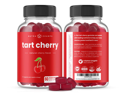 NutraChamps Tart Cherry Gummies - Tart Cherry Extract with Celery Seed - 60 Vegan Gummies (2-Pack) - Maple Wellness Supplements