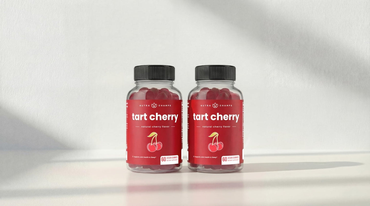 NutraChamps Tart Cherry Gummies - Tart Cherry Extract with Celery Seed - 60 Vegan Gummies (2-Pack) - Maple Wellness Supplements