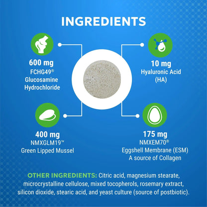 Nutramax Cosequin Elements Dog Joint Health Supplement with Glucosamine, Green Lipped Mussel, Omega-3s, Eggshell Membrane, Hyaluronic Acid, & Postbiotics, 75 Tasty Chewable Tablets for Dogs - Maple Wellness Supplements