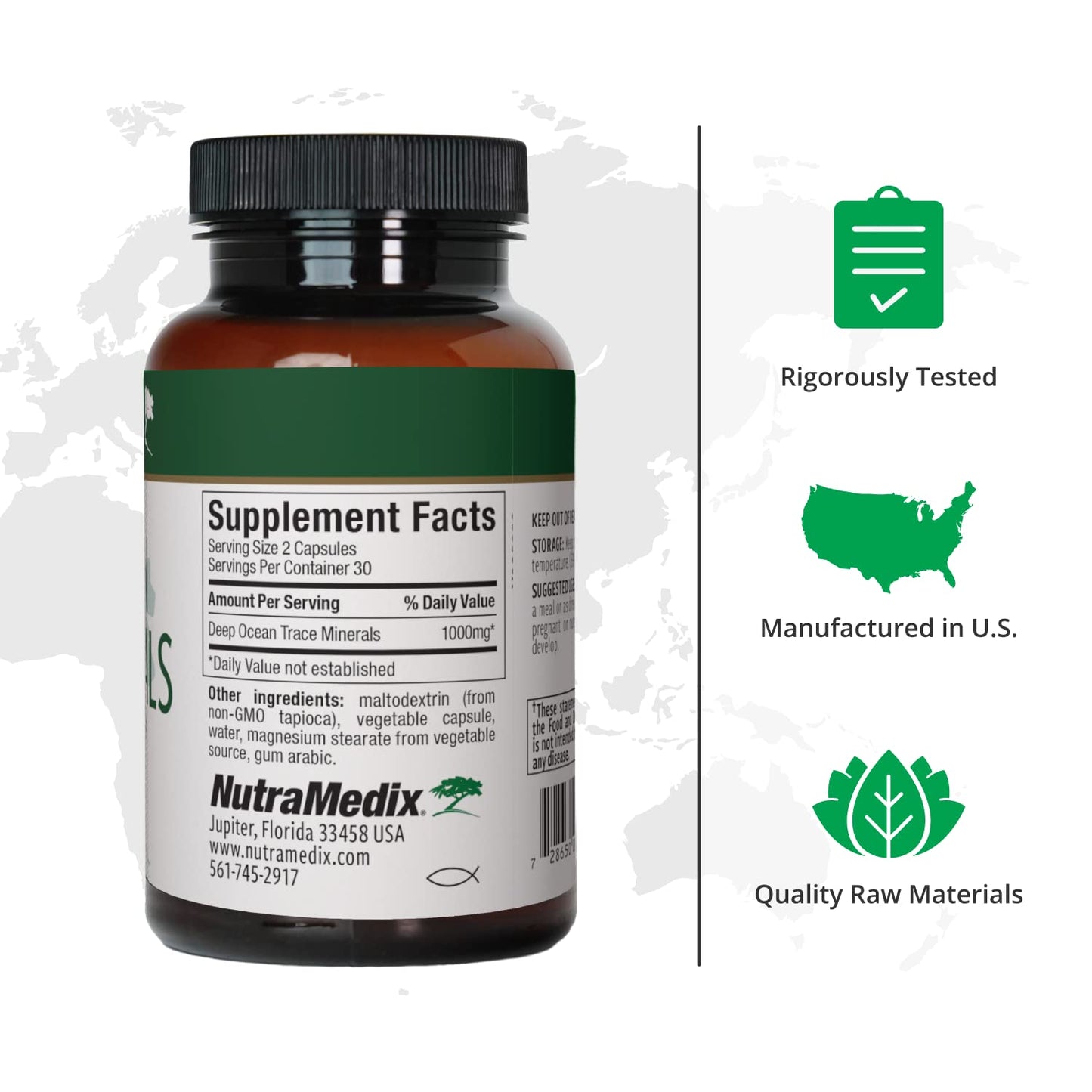 NutraMedix Deep Ocean Trace Minerals 1,000mg - Mineral & Energy Supplements - Magnesium, Zinc, Potassium, Boron, Phosphorus & Manganese - Maple Wellness Supplements