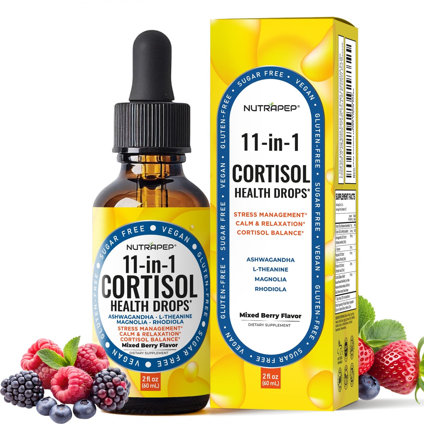 NutraPep Cortisol Detox Liquid Drops for Women Men - Cortisol Reducer Supplement Support Wellness Cleanse Balance Stress Mood Sleep Focus - Lower Cortisol Levels with Ashwagandha L-Theanine Magnolia - Maple Wellness Supplements