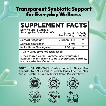 NutraPep Synbiotics Probiotic Prebiotic Postbiotic - Daily Gut Health Support with Pre Pro & Post Biotics for Men Women - Digestive & Immune Support Balance Synbiotic Supplement - Vegan Gluten Free - Maple Wellness Supplements