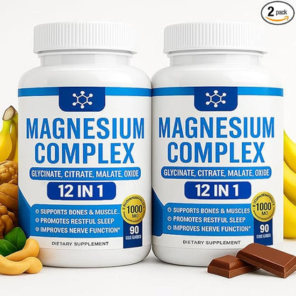 Nutrapure Magnesium Complex 7 Elemental Supplement - Magnesio Complex 1000mg Forms Including Glycinate, Citrate, Malate, Taurate Chelated | Energy Support | Vegan Non-GMO, 90 Capsules (2) - Maple Wellness Supplements