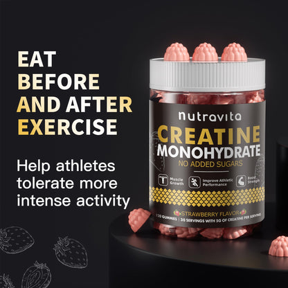 Nutravita NSF Certified Creatine Gummy - Creatine Monohydrate Gummies for Men & Women-5g of Creatine Monohydrate per Serving - Sugar Free, - Maple Wellness Supplements