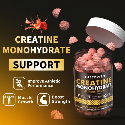 Nutravita NSF Certified Creatine Gummy - Creatine Monohydrate Gummies for Men & Women-5g of Creatine Monohydrate per Serving - Sugar Free, - Maple Wellness Supplements