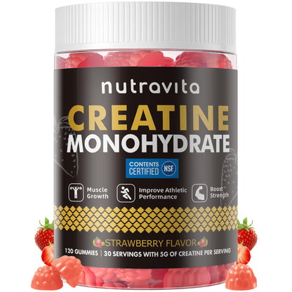 Nutravita NSF Certified Creatine Gummy - Creatine Monohydrate Gummies for Men & Women-5g of Creatine Monohydrate per Serving - Sugar Free, - Maple Wellness Supplements