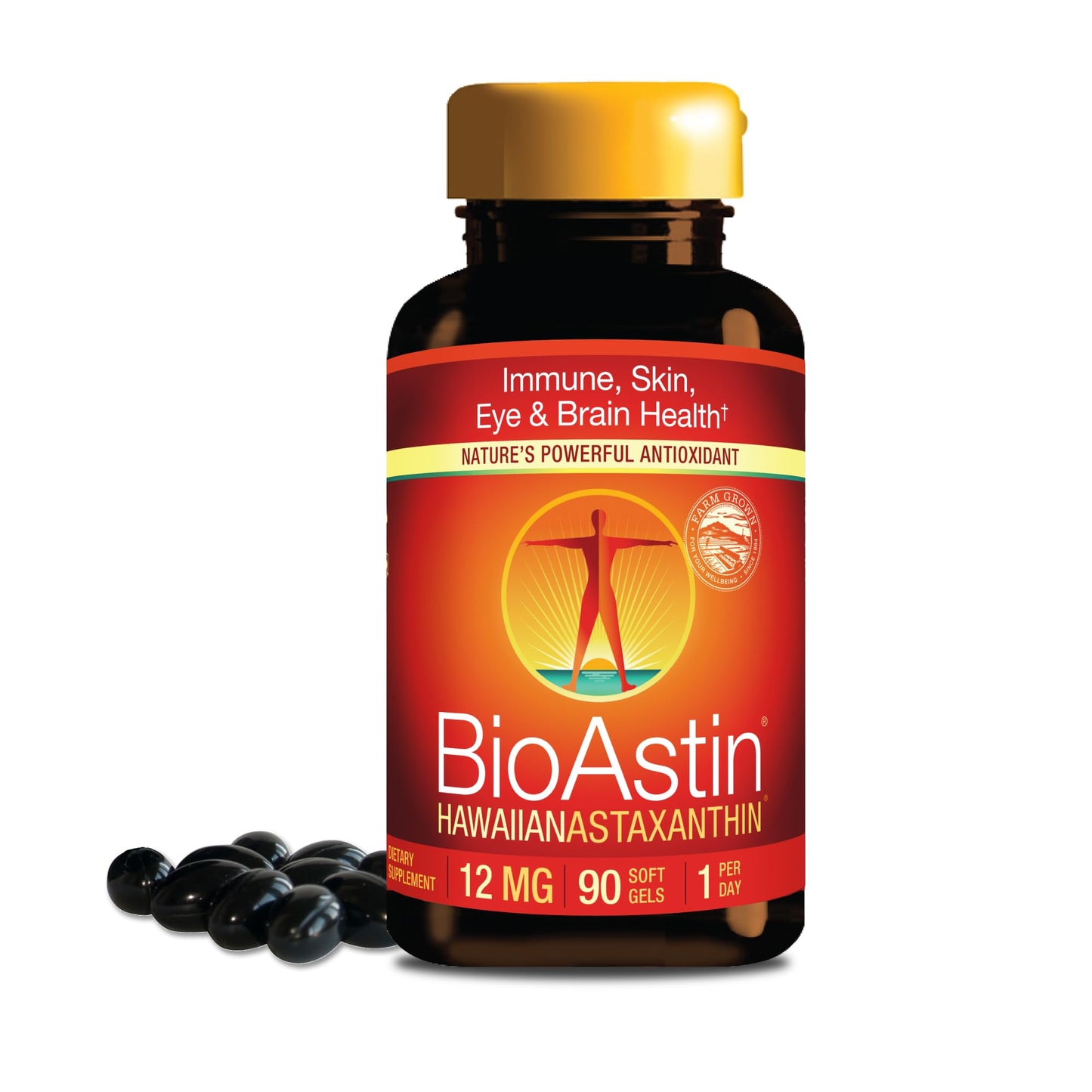Nutrex Hawaii BioAstin Hawaiian Astaxanthin - 12mg, 90 Softgels - Farm-Direct Premium Antioxidant Supplement to Support Eye, Skin - Maple Wellness Supplements