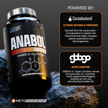 Nutrex Research Anabol Ripped Anabolic Muscle Builder for Men, 2-in-1 Muscle Builder and Shredding Supplement, (60 Count) - Maple Wellness Supplements