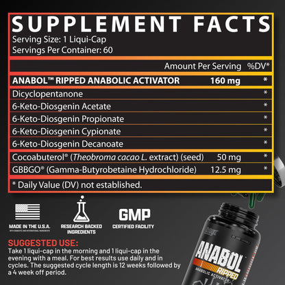Nutrex Research Anabol Ripped Anabolic Muscle Builder for Men, 2-in-1 Muscle Builder and Shredding Supplement, (60 Count) - Maple Wellness Supplements