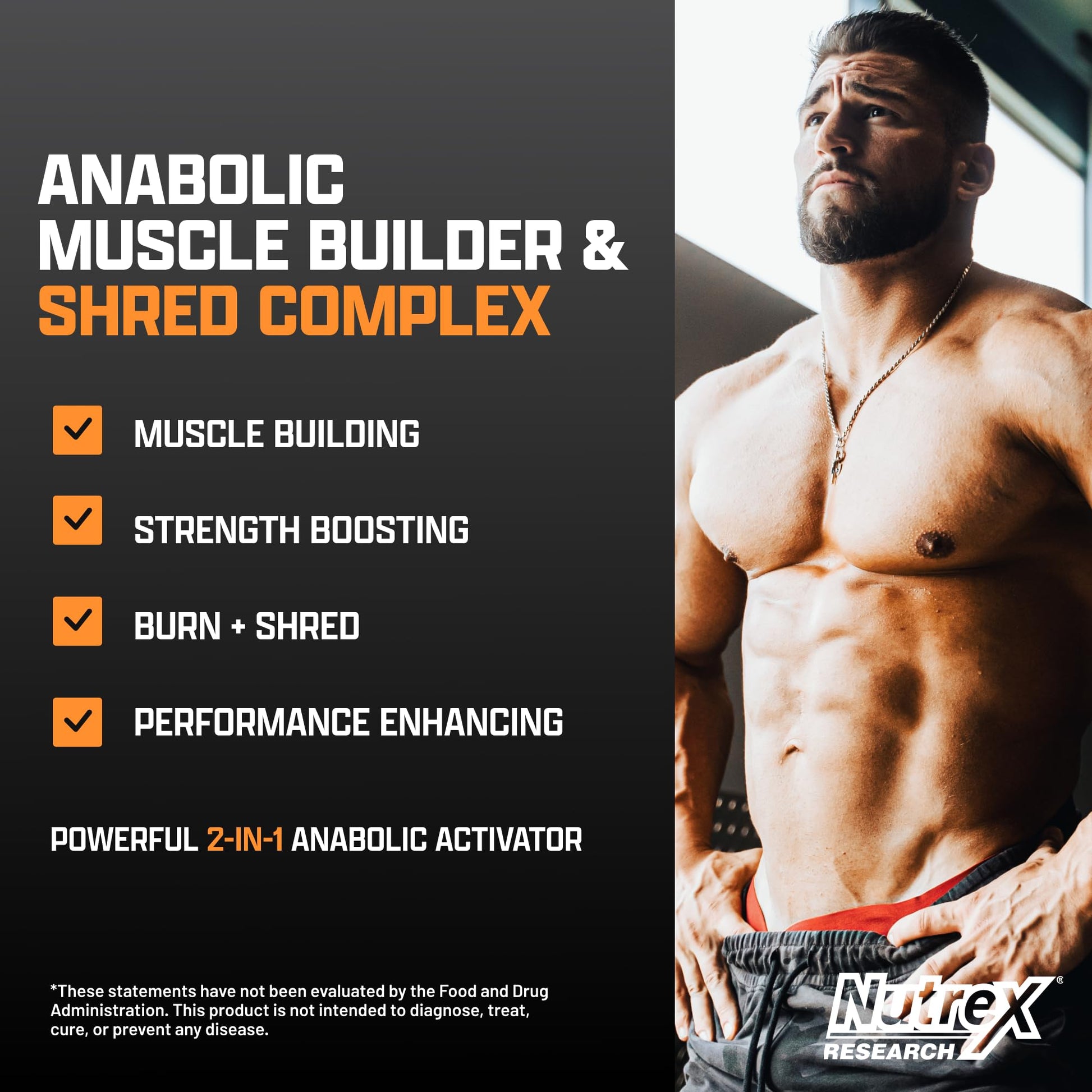 Nutrex Research Anabol Ripped Anabolic Muscle Builder for Men, 2-in-1 Muscle Builder and Shredding Supplement, (60 Count) - Maple Wellness Supplements