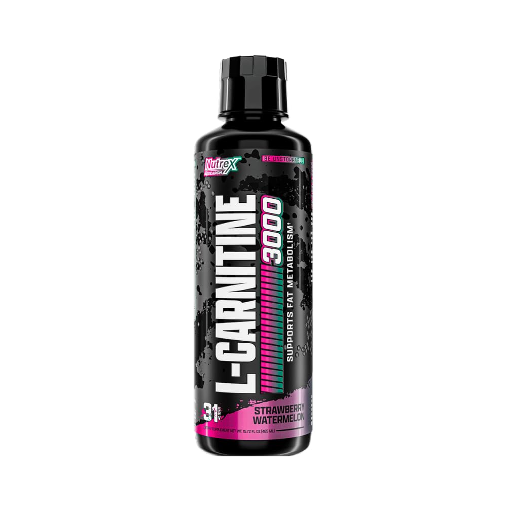 Nutrex Research L Carnitine 3000 - Clinically Dosed L-Carnitine Liquid for Energy, Metabolism & Muscle Recovery - Delicious Strawberry Watermelon - No Sugar, No Carbs - Maple Wellness Supplements