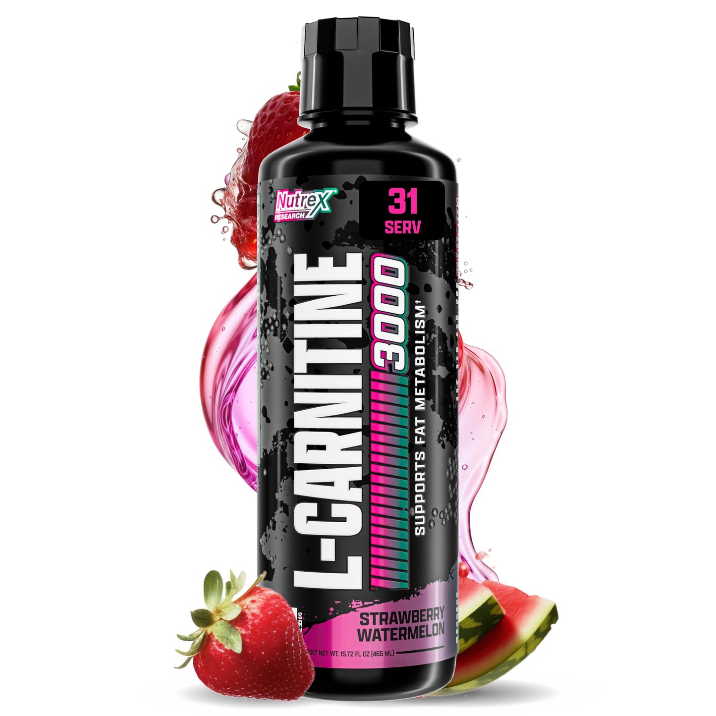 Nutrex Research L Carnitine 3000 - Clinically Dosed L-Carnitine Liquid for Energy, Metabolism & Muscle Recovery - Delicious Strawberry Watermelon - No Sugar, No Carbs - Maple Wellness Supplements