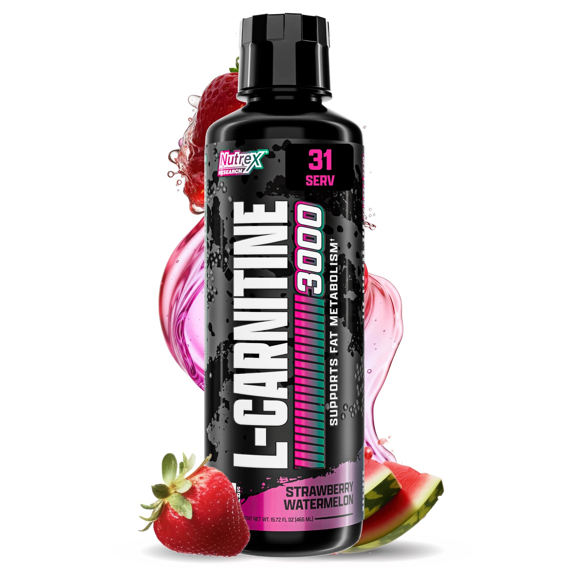 Nutrex Research L Carnitine 3000 - Clinically Dosed L-Carnitine Liquid for Energy, Metabolism & Muscle Recovery - Delicious Strawberry Watermelon - No Sugar, No Carbs - Maple Wellness Supplements