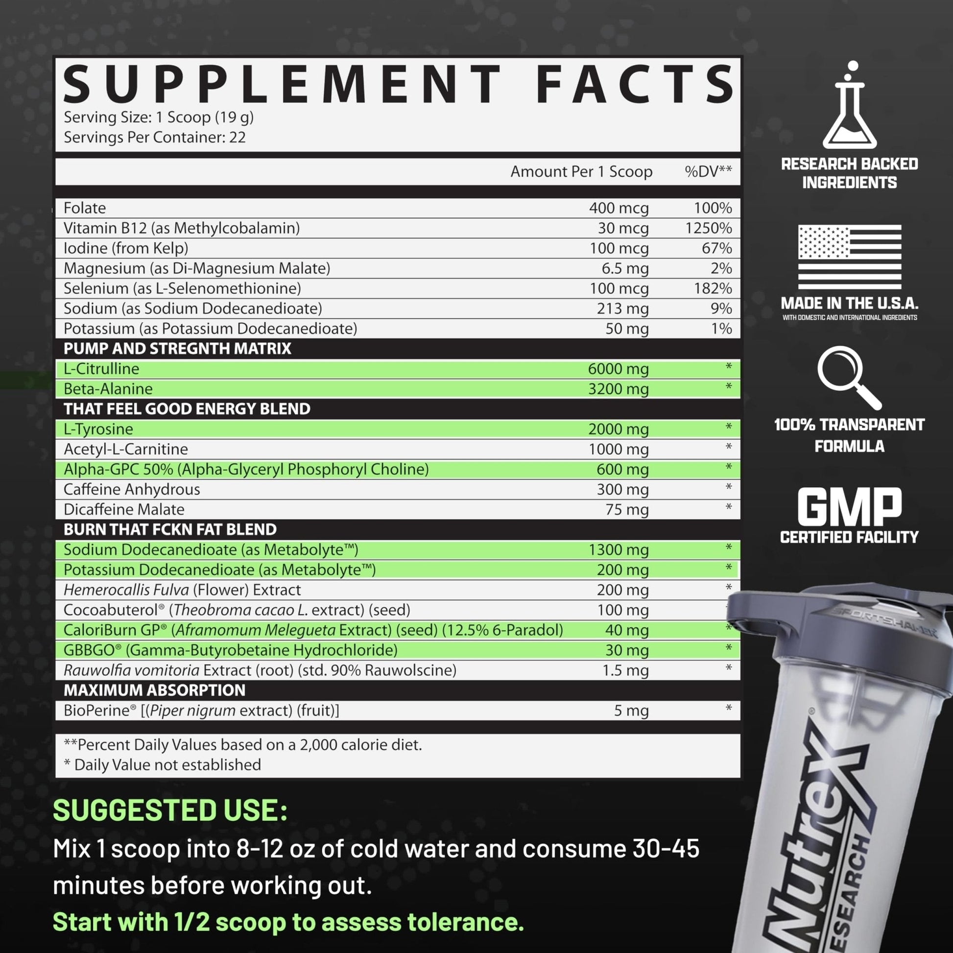 Nutrex Research Outlift Burn Thermogenic Pre Workout Powder, 2 in 1 Performance - Maple Wellness Supplements