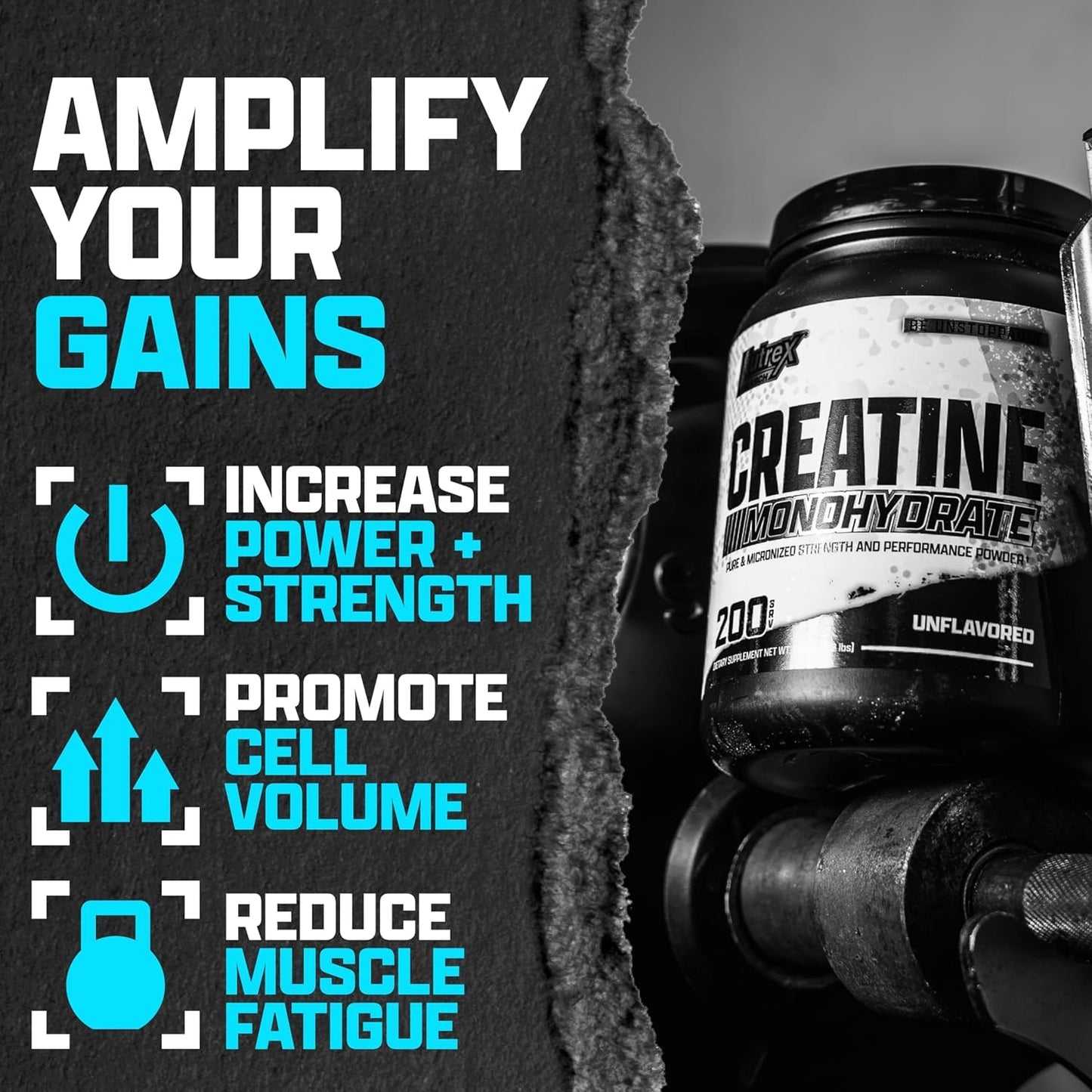 Nutrex Research Ultra Pure Creatine Monohydrate Powder Unflavored | 5G Micronized Creatine Powder for Muscle Gain, Strength - Maple Wellness Supplements