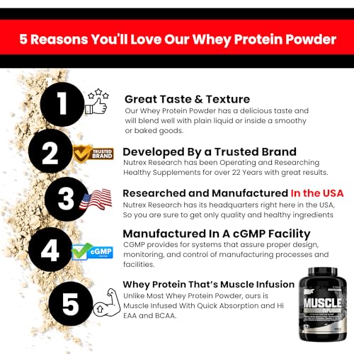 Nutrex Research Whey Protein Powder, Vanilla Muscle Infusion Whey Isolate w/EAA - Maple Wellness Supplements