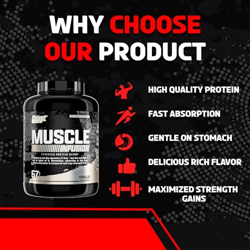 Nutrex Research Whey Protein Powder, Vanilla Muscle Infusion Whey Isolate w/EAA - Maple Wellness Supplements