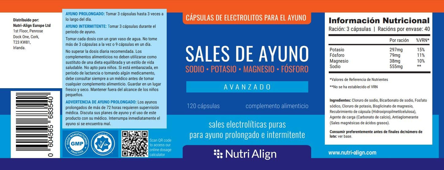 Nutri-Align Fasting Salts Electrolytes Advanced, 120 Capsules | Sodium Potassium Magnesium Phosphorus | Pure Fasting Electrolytes | Sugar Free & Filler Free - Maple Wellness Supplements