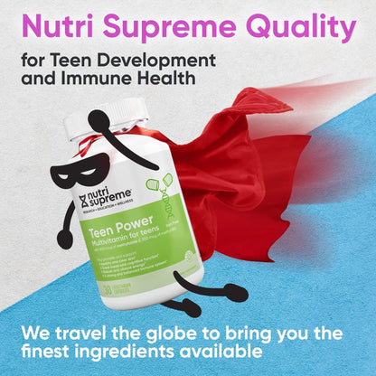Nutri Supreme Teen Multivitamin for Boys and Girls 12-17, Best Kosher One Per Day Teen Vitamins, Formulated for Teen Development - Maple Wellness Supplements