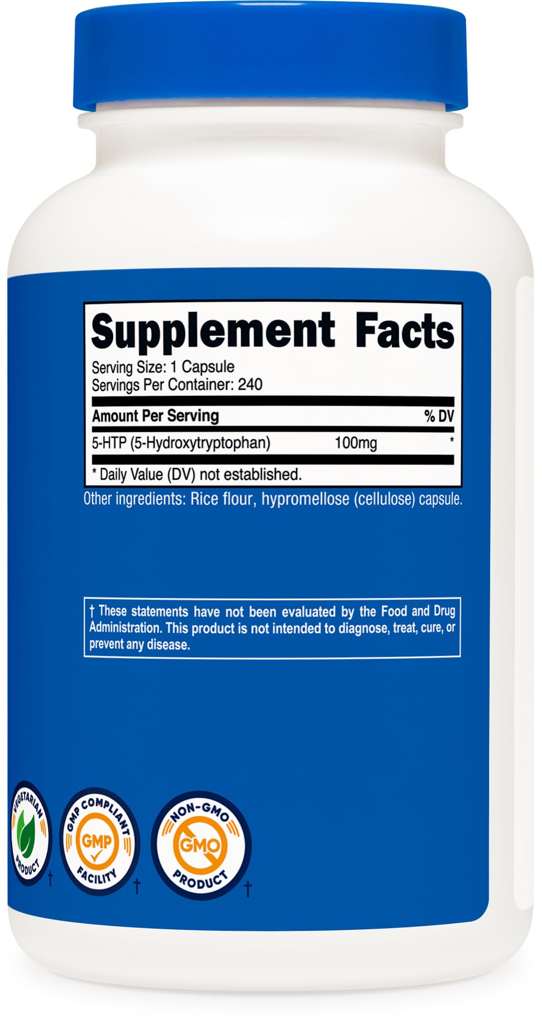 Nutricost 5-HTP 100mg, 240 Vegetarian Capsules (5-Hydroxytryptophan) - Non-GMO & Gluten Free - Maple Wellness Supplements