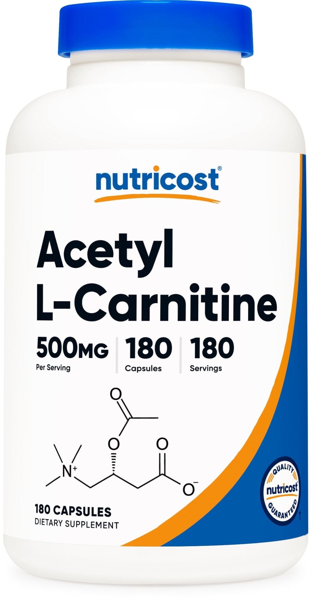 Nutricost Acetyl L-Carnitine (ALCAR) 500mg, 180 Capsules, 180 Servings - Non-GMO and Gluten Free, 1 Capsule per Serving - Maple Wellness Supplements