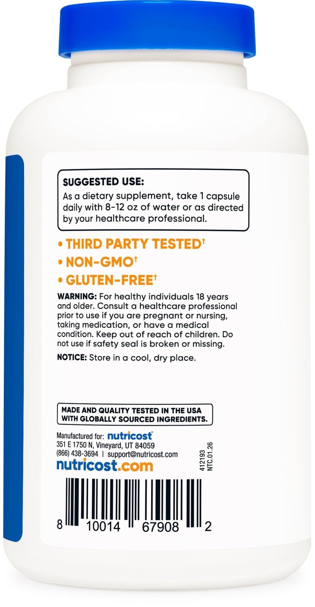 Nutricost Acetyl L-Carnitine (ALCAR) 500mg, 180 Capsules, 180 Servings - Non-GMO and Gluten Free, 1 Capsule per Serving - Maple Wellness Supplements