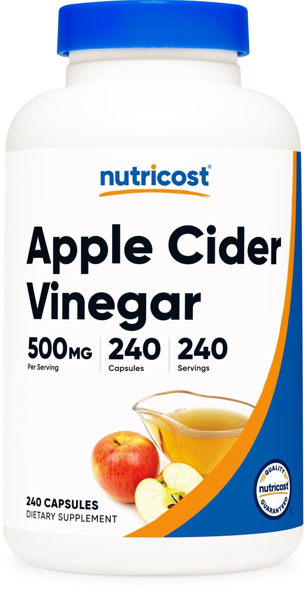 Nutricost Apple Cider Vinegar Capsules 500mg, 240 Vegetarian Capsules - Natural, Vegetarian, GMP, Non-GMO and Gluten Free - Maple Wellness Supplements