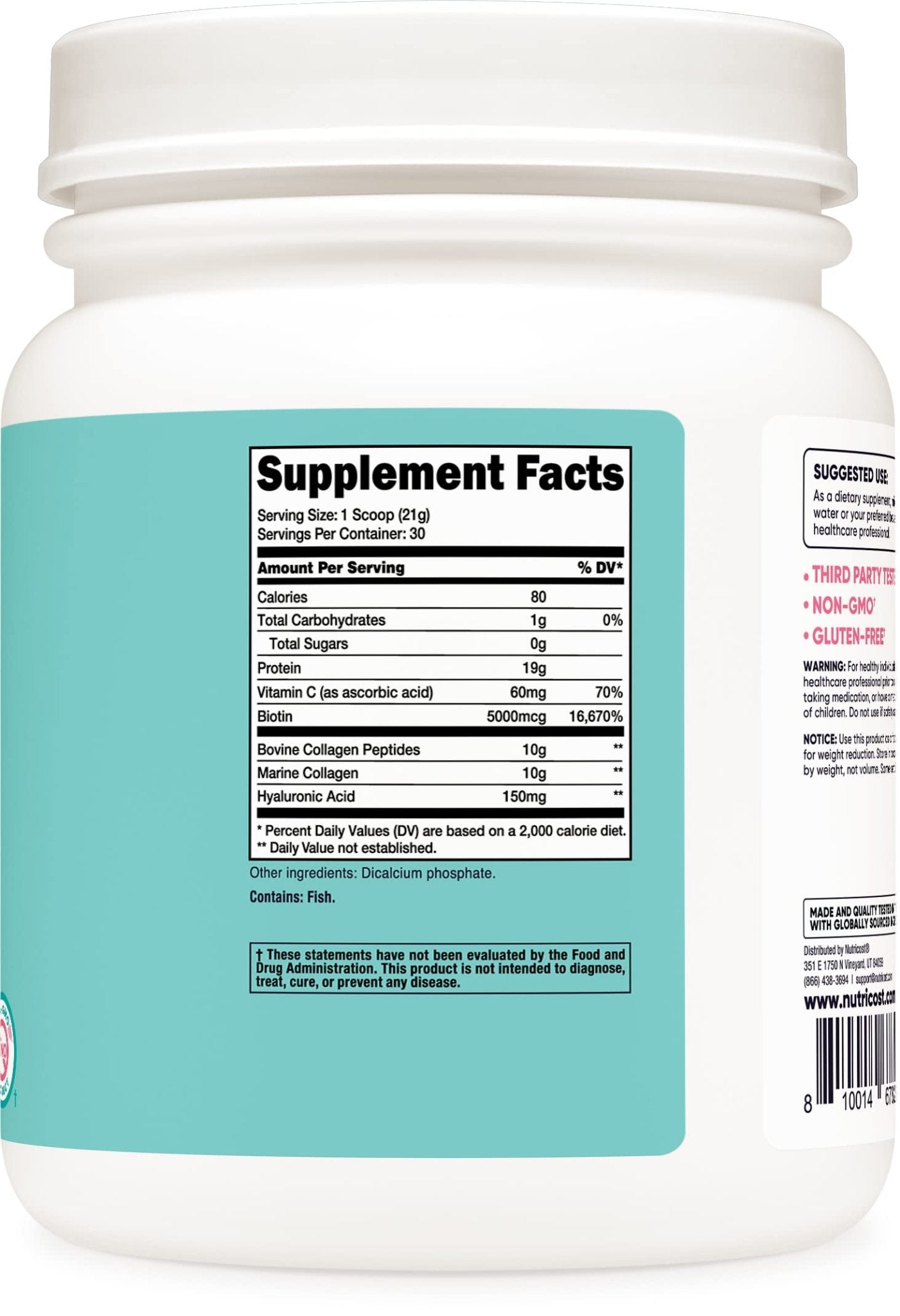Nutricost Collagen for Women 30 Servings (Unflavored) - Grass-Fed Collagen Peptides - Maple Wellness Supplements