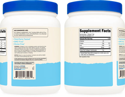 Nutricost Collagen Peptides Powder 1LB (454 G) - Grass Fed Bovine Collagen Hydrolysate (Unflavored) - Maple Wellness Supplements