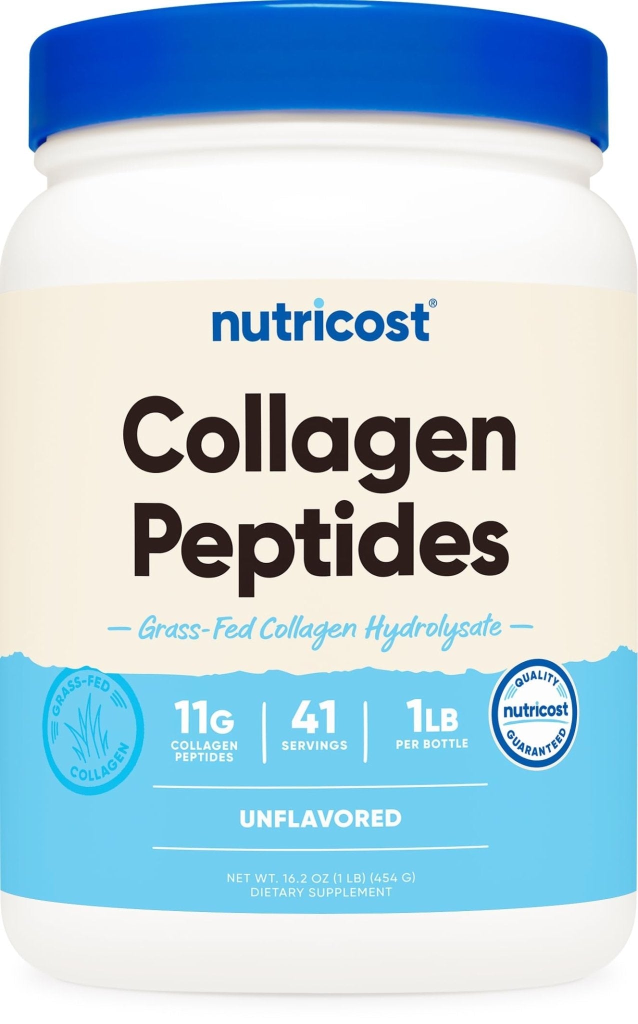 Nutricost Collagen Peptides Powder 1LB (454 G) - Grass Fed Bovine Collagen Hydrolysate (Unflavored) - Maple Wellness Supplements