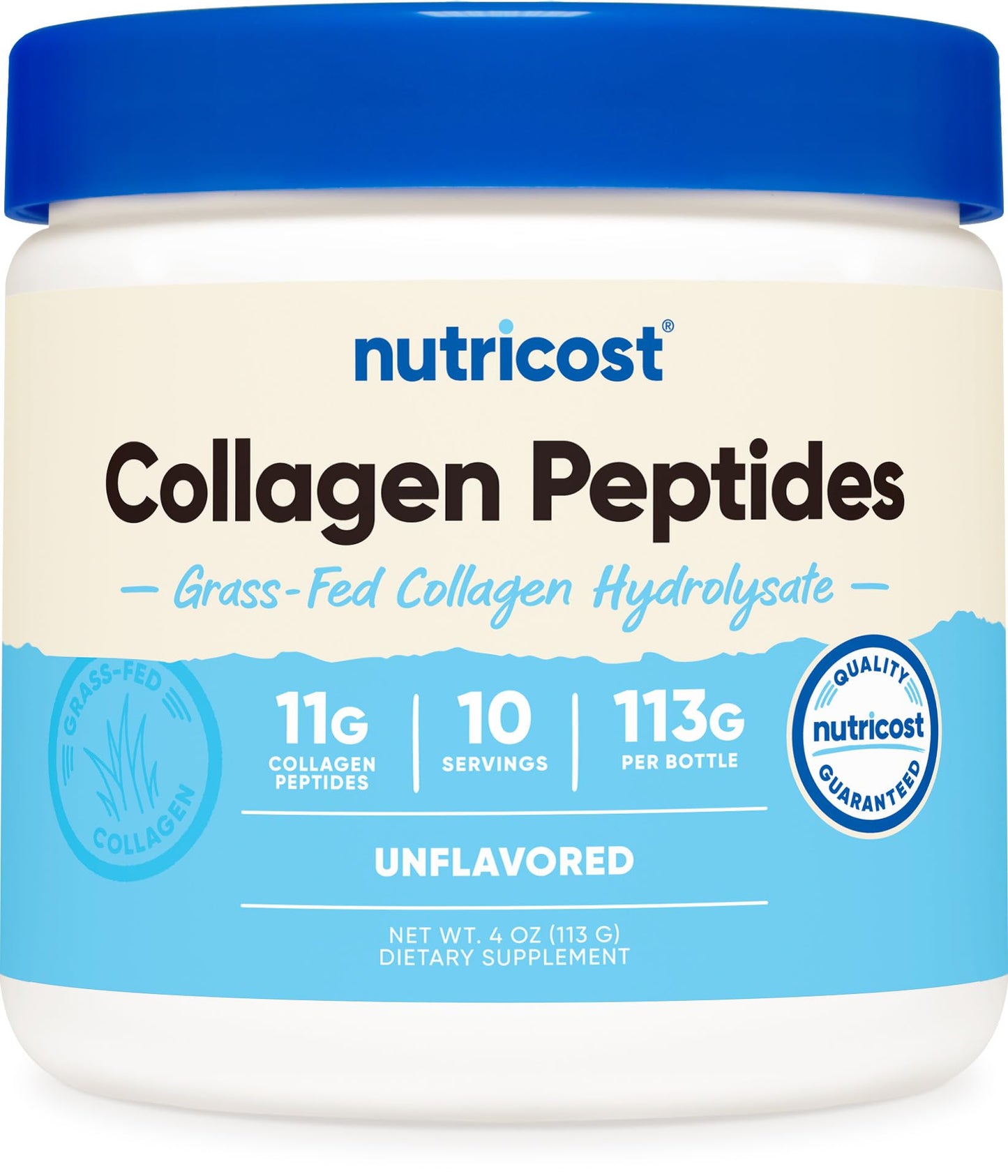 Nutricost Collagen Peptides Powder 4 oz (Unflavored) Type I, Type III Collagen - Grass-Fed, Gluten Free and Non-GMO - Maple Wellness Supplements