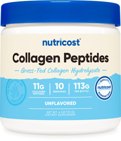 Nutricost Collagen Peptides Powder 4 oz (Unflavored) Type I, Type III Collagen - Grass-Fed, Gluten Free and Non-GMO - Maple Wellness Supplements