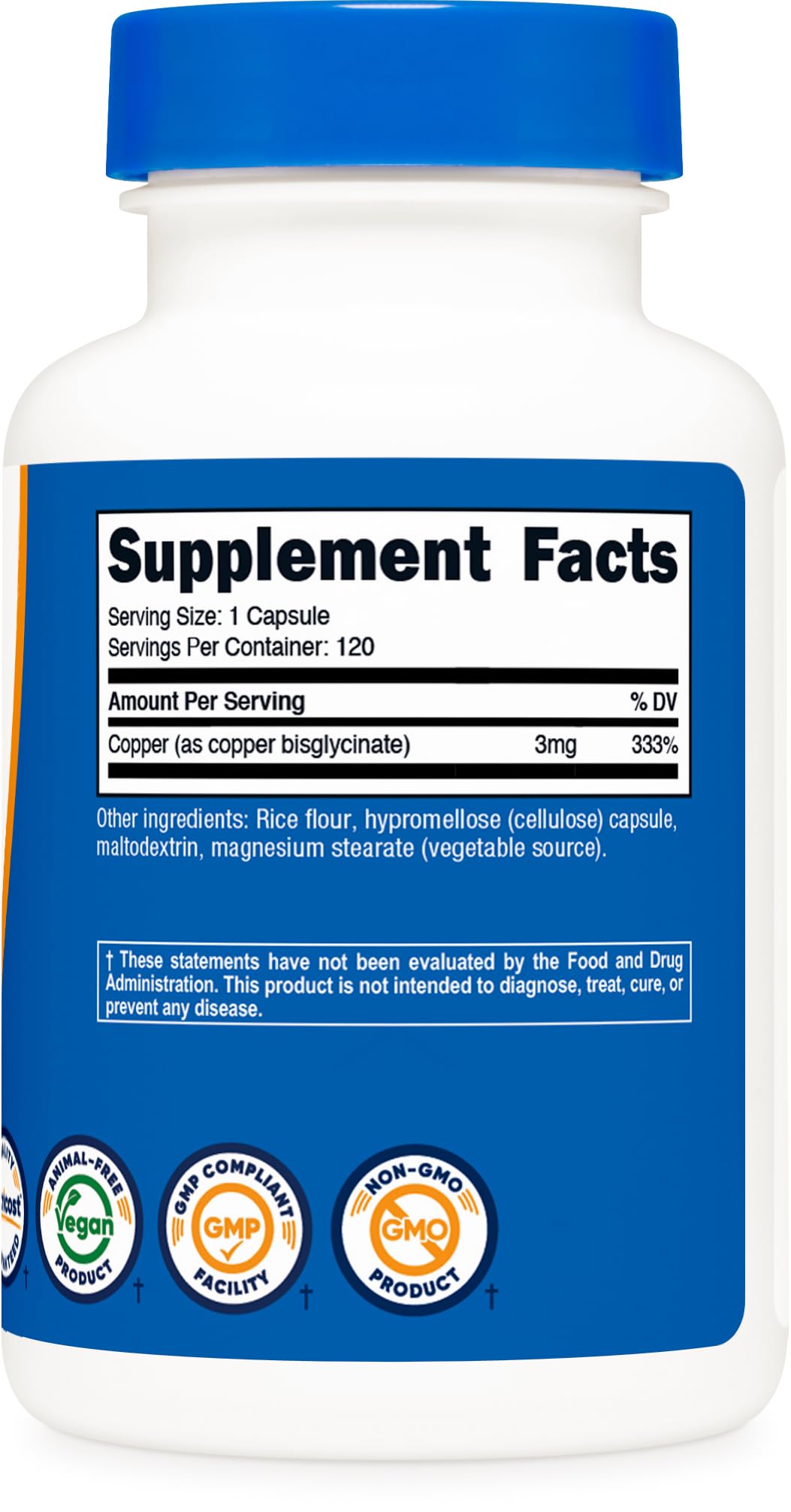 Nutricost Copper Glycinate Capsules (120 Capsules, 3MG Copper per Serving) - Non GMO, Vegan - Maple Wellness Supplements