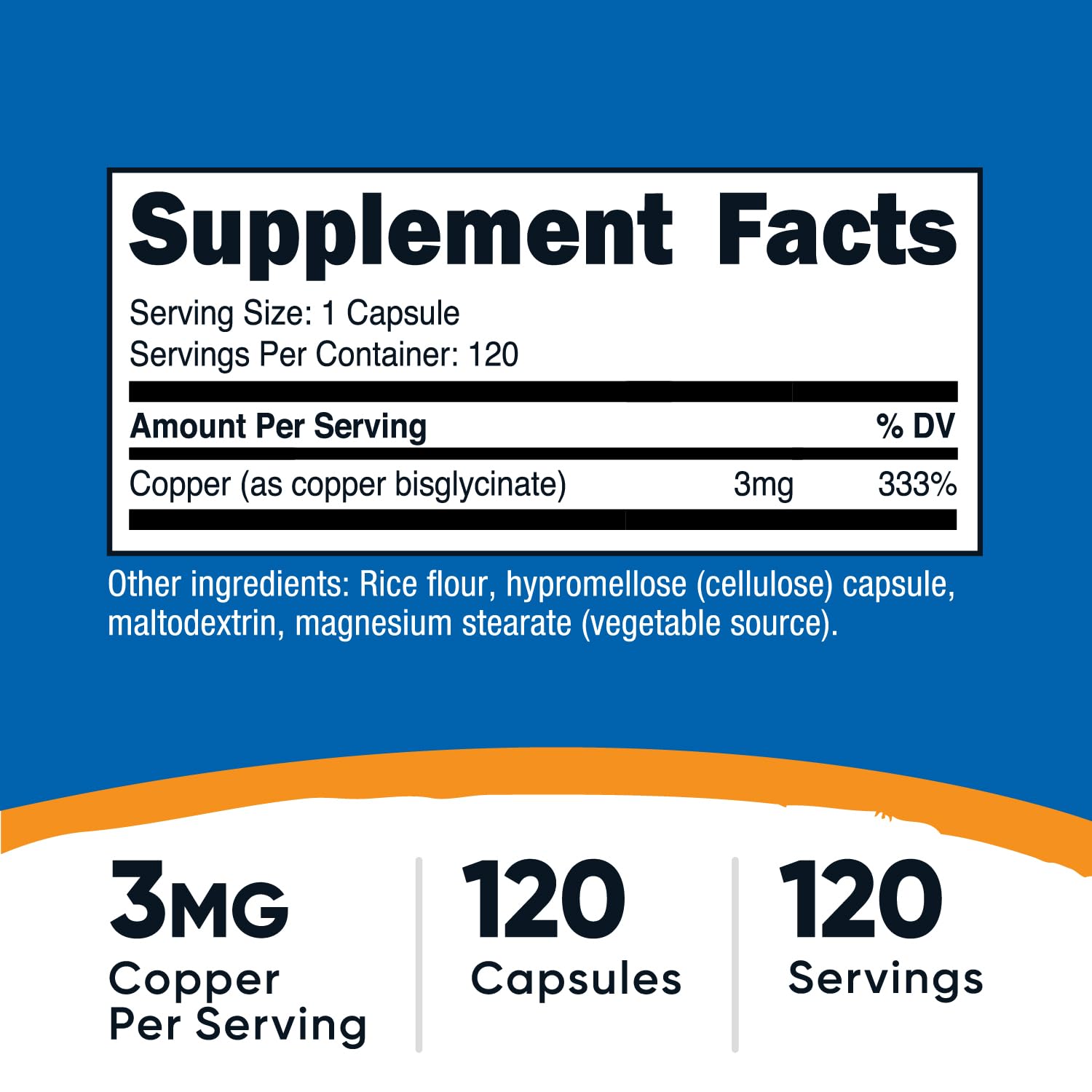 Nutricost Copper Glycinate Capsules (120 Capsules, 3MG Copper per Serving) - Non GMO, Vegan - Maple Wellness Supplements