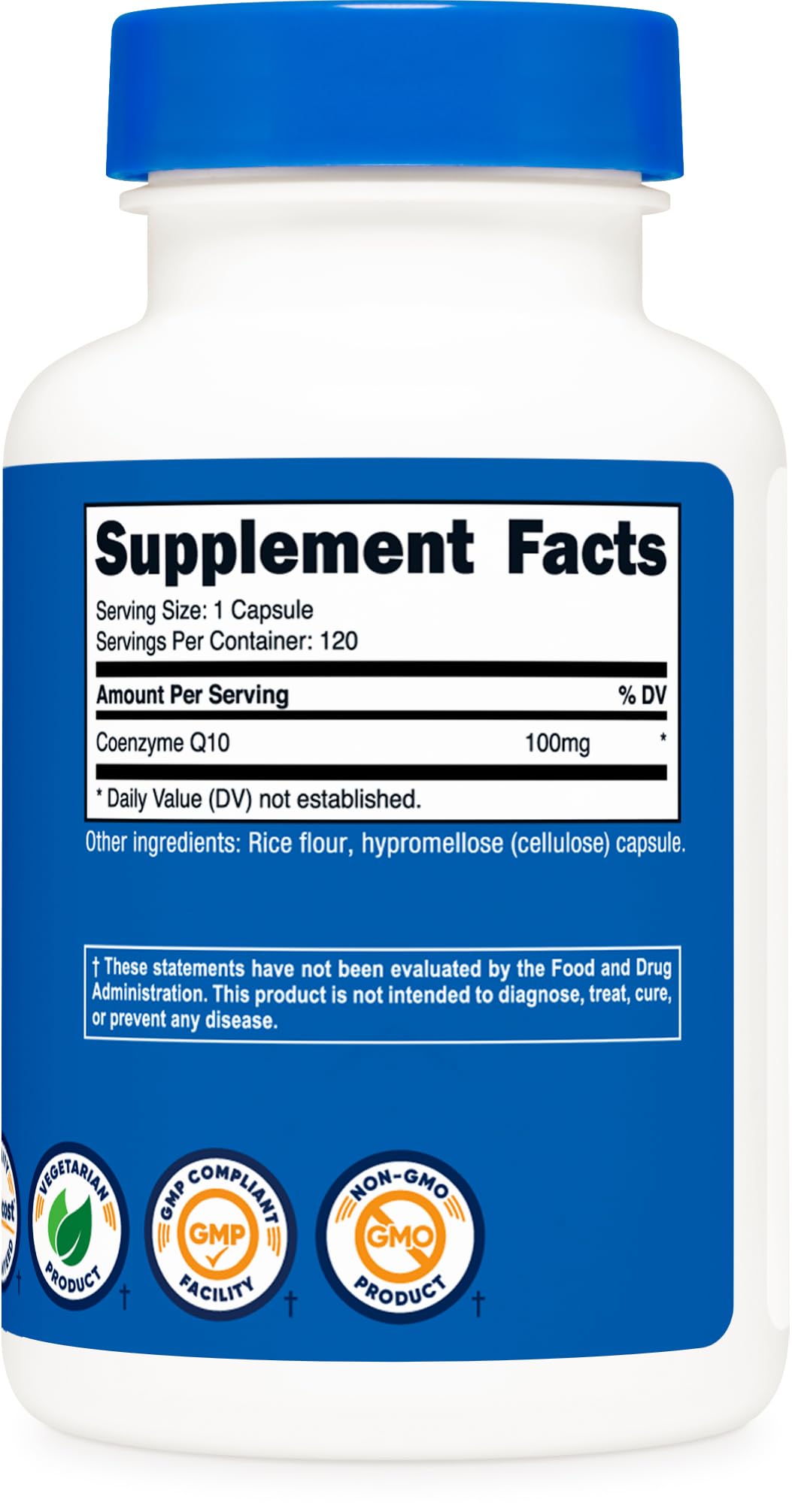 Nutricost CoQ10 100mg, 120 Vegetarian Capsules, 120 Servings - High Absorption, Vegetarian, Non-GMO, Coenzyme Q10 - Maple Wellness Supplements