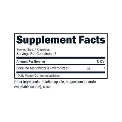 Nutricost Creatine Monohydrate 3,000mg, 180 Capsules (750mg Per Capsule) - Gluten Free, Non-GMO - Maple Wellness Supplements