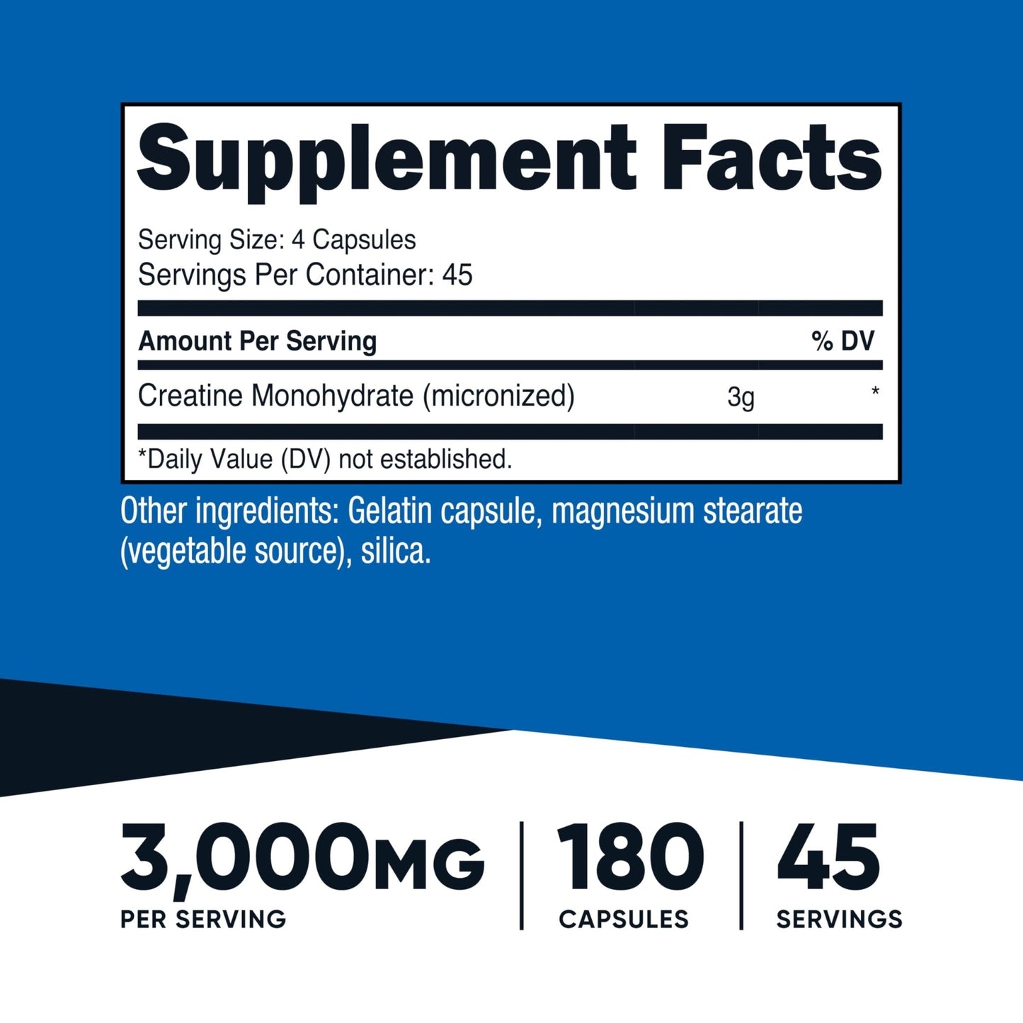 Nutricost Creatine Monohydrate 3,000mg, 180 Capsules (750mg Per Capsule) - Gluten Free, Non-GMO - Maple Wellness Supplements
