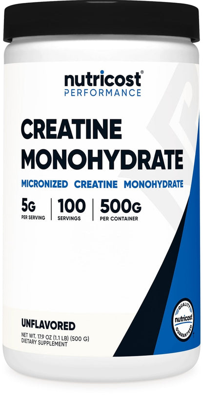 Nutricost Creatine Monohydrate Micronized Powder 500G, 5000mg Per Serv (5g) - 100 Servings, 17.9 Oz - Maple Wellness Supplements