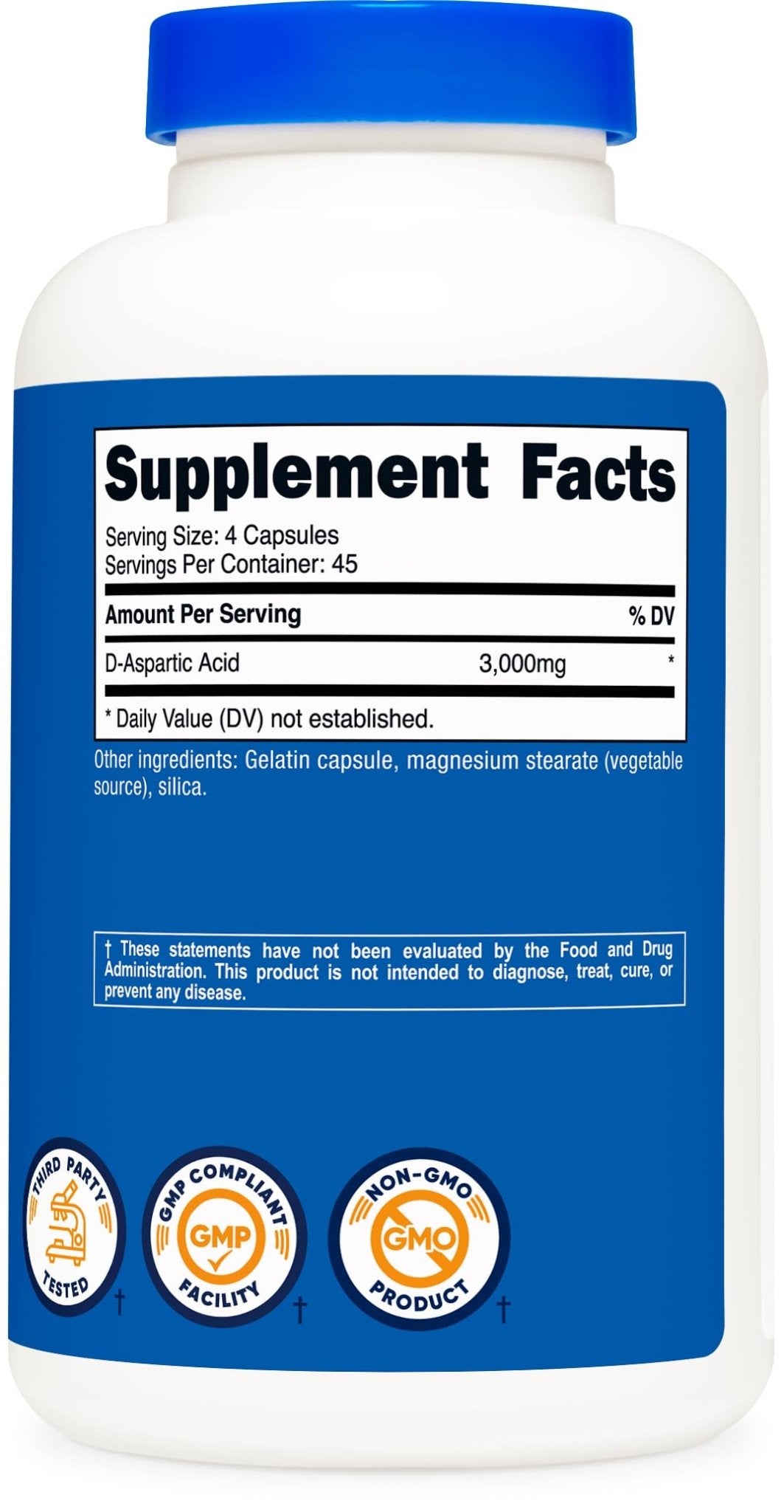 Nutricost D-Aspartic Acid (DAA) Capsules 3000mg Per Serving (180 Capsules) - Non-GMO - Maple Wellness Supplements