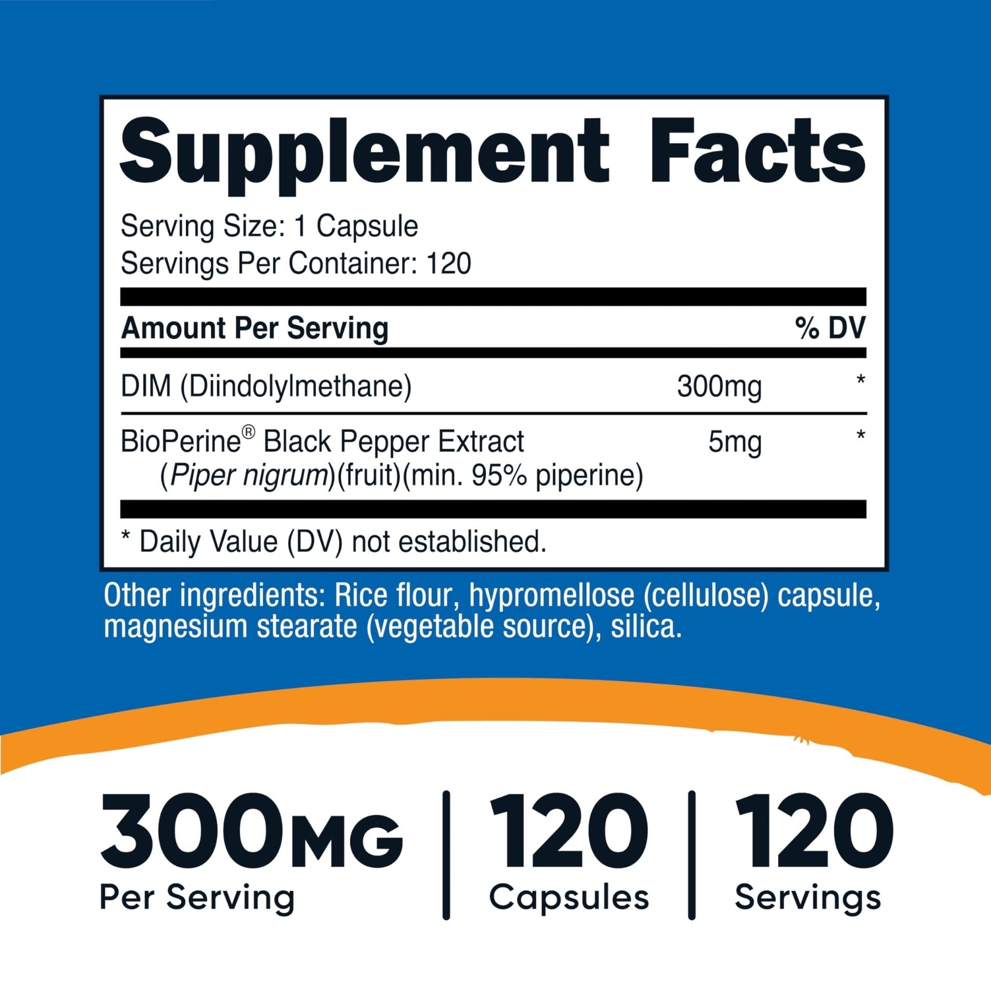 Nutricost DIM (Diindolylmethane) Plus BioPerine 300mg, 120 Vegetarian Capsules - Up to 4 Month Supply, Max Strength DIM Supplement - Maple Wellness Supplements