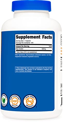 Nutricost Inositol Capsules 500mg, 240 Capsules - Veggie Capsules, Non-GMO, Gluten - Maple Wellness Supplements